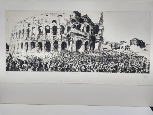 Andreas Gorke, Collosseo, vedute di Roma, 199394, 30 x 69 cm, Alurahmen 50 x 90 cm, Passepartoutkarton, weiß