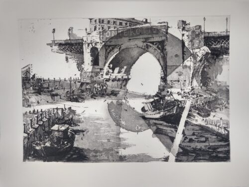 Andreas Gorke, Ponte Rotto Pons Aemilius Tiber, 1993, 50,5 x 34,5 cm, Alurahmen 60 x 80 cm, Passepartoutkarton