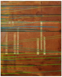 Antonia Thürich, Revolution, Mischtechnik (oxidierte Metallschichten, Acrylfarbe) auf Leinwand, 100 x 80 cm