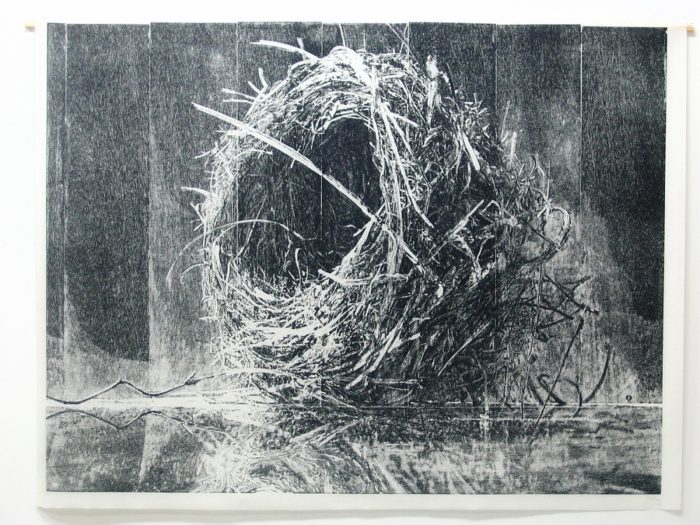 Holzschnitt von Andreas Gorke Nest