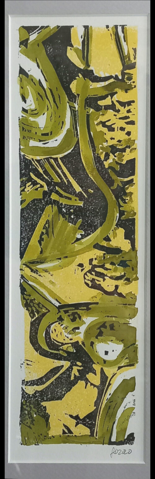 Gabi Dahl, Waterlilies, 2020, Farbholzschnitt, 20 x 40 cm (gerahmt)