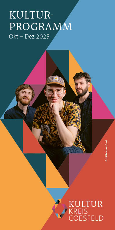 Titelseite der Broschüre Kulturprogramm mit einer Schüssel mit fliegenden Fleischbällchen